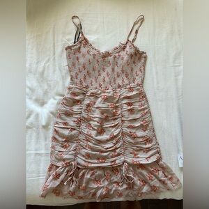 Forever 21 Floral Ruched Dress - Pink and Cream